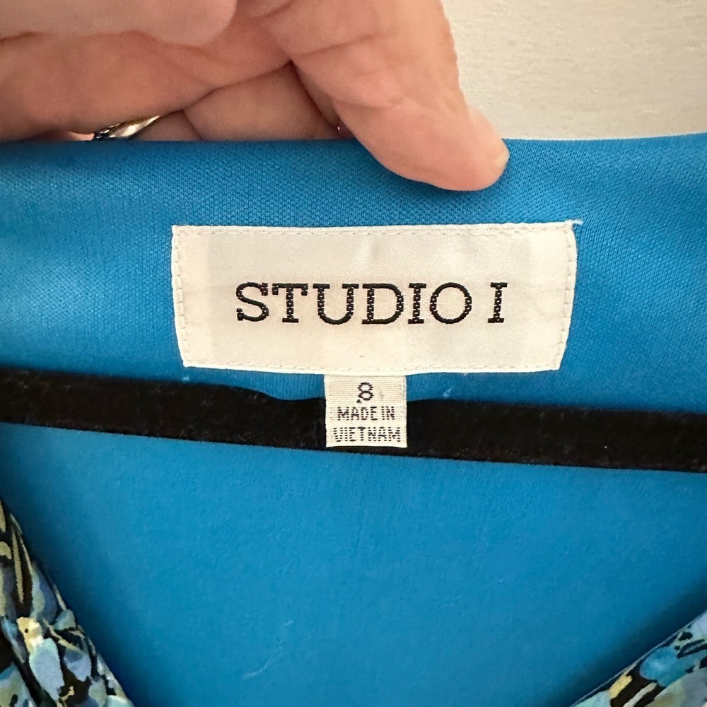 STUDIO 1 8 colorful blue speckled Y2K 90's midi stretch woman poly spandex dress - Picture 5 of 12